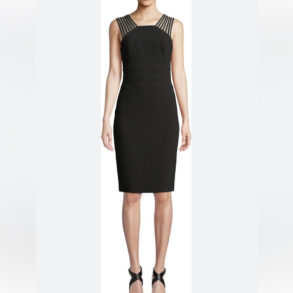 NWT Halston Crepe Shoulder Strip Dress sz 2 - Picture 2 of 2